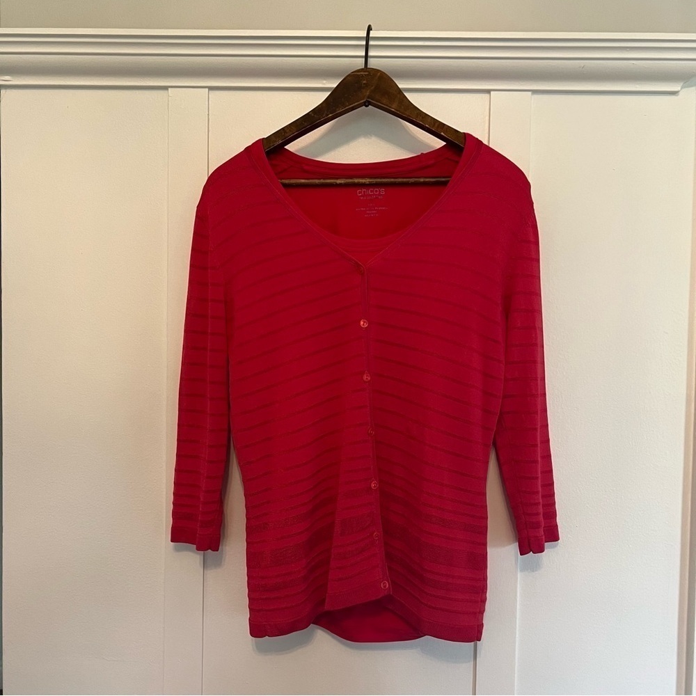 Chicho's Bright Pink Summer Cardigan and Matching Tee - Women's Size Small - Picture 5 of 8